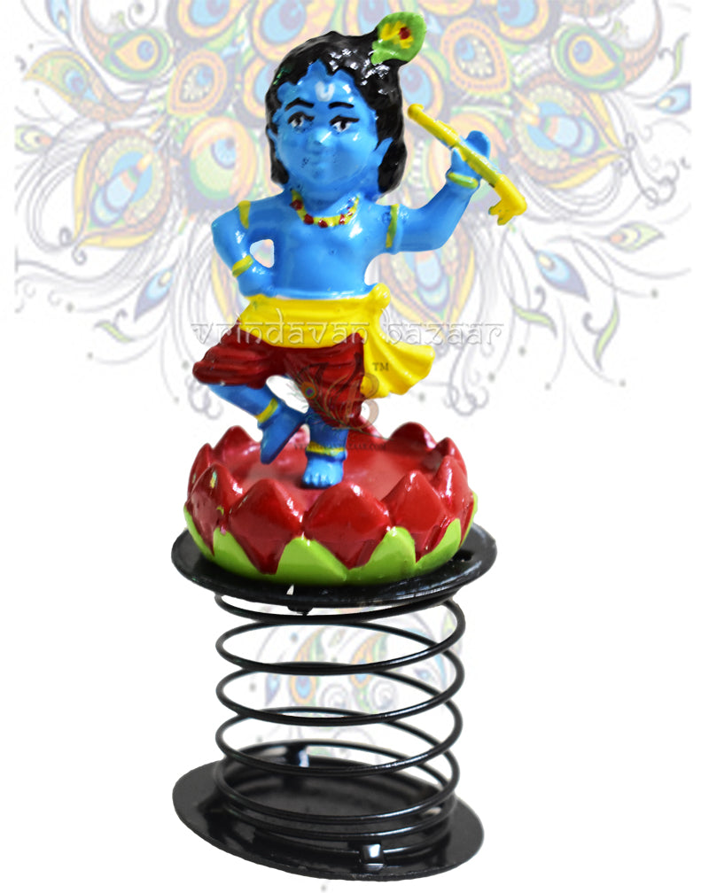 Krishna playing dandiya on lotus base fun spring