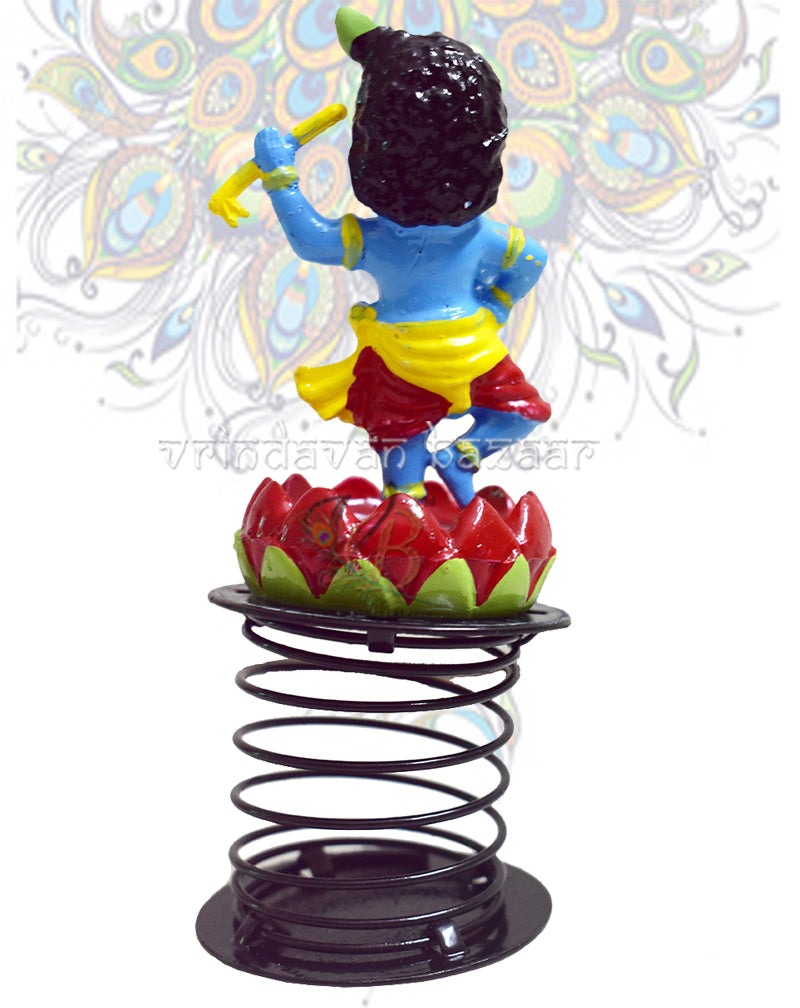 Krishna playing dandiya on lotus base fun spring