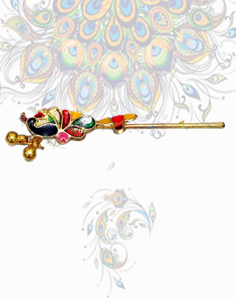 Peacock with ghungroo; Flute length- 5 cm