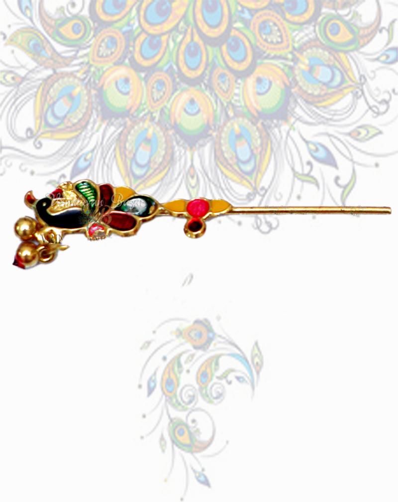 Peacock with ghungroo; Flute length- 5 cm