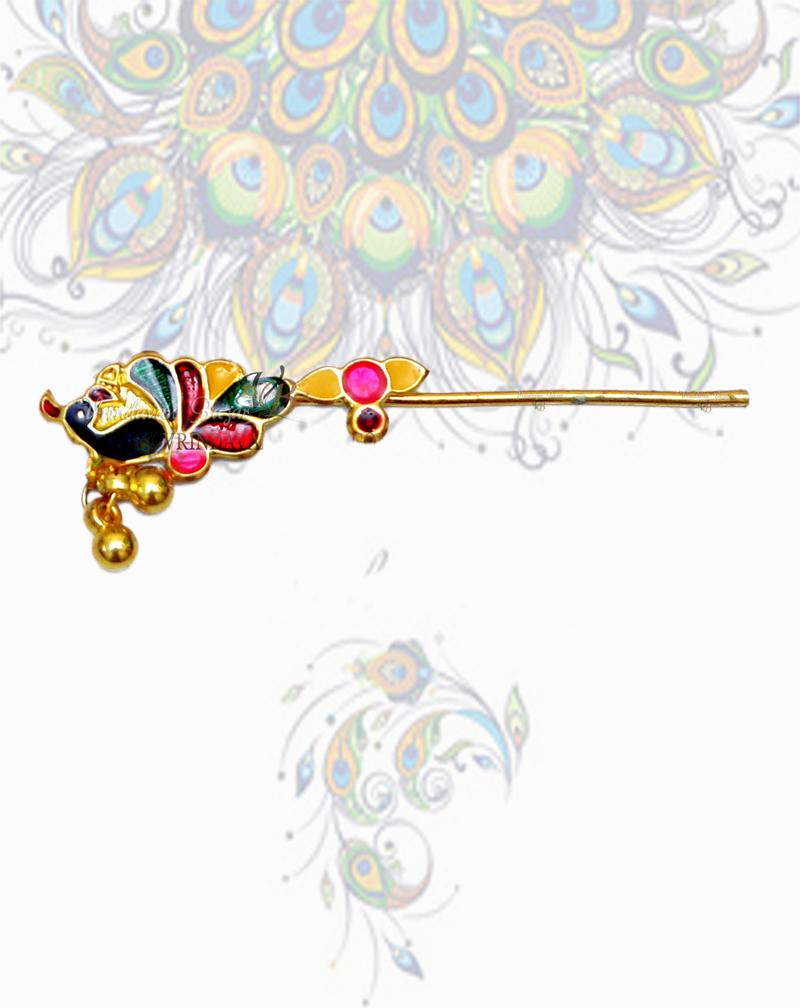 Peacock with ghungroo; Flute length- 5 cm