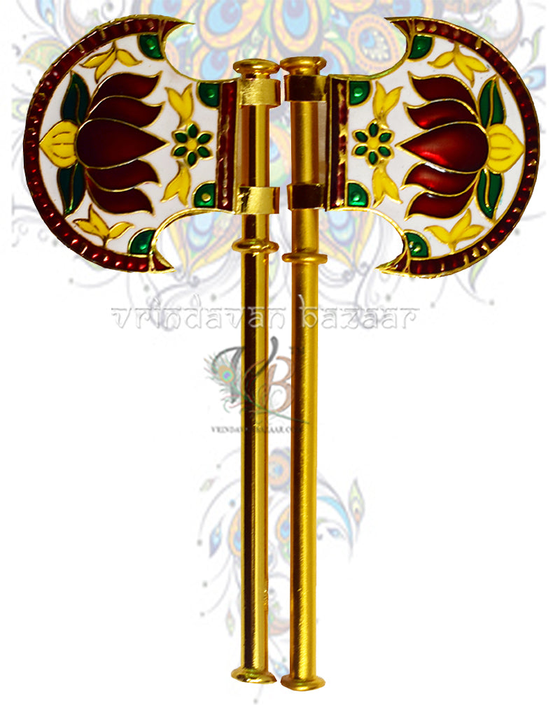 Multicolor meenakari hand fan for home deities