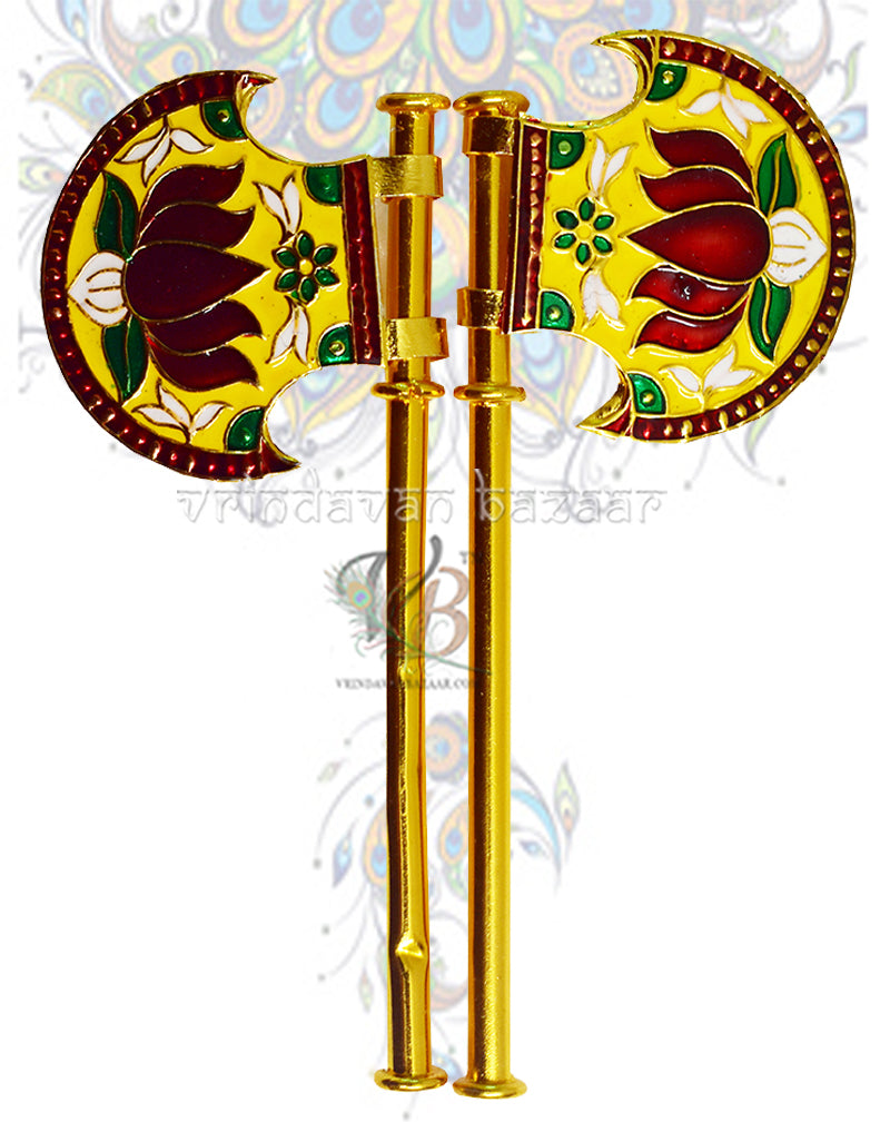 Multicolor meenakari hand fan for home deities
