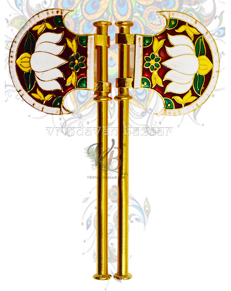 Multicolor meenakari hand fan for home deities