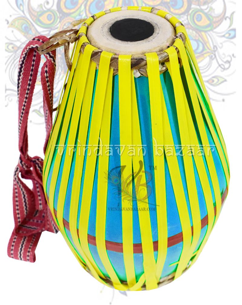 Tamburo Mridangam In Argilla Vrindavan Bazaar – Blu, Strumento Tradizionale Indiano - Foto 6
