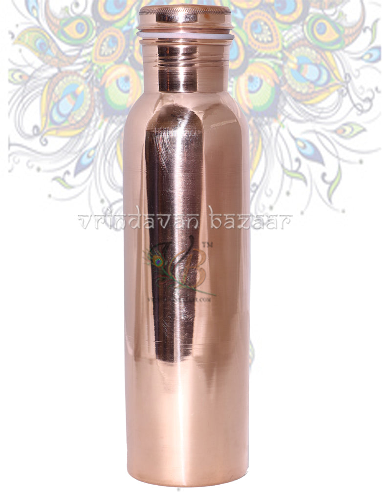 Pure Copper Water Bottle with No Joint and Leak Proof Ayurvedic Health Benefits for Yoga, Gym, 1 Litre