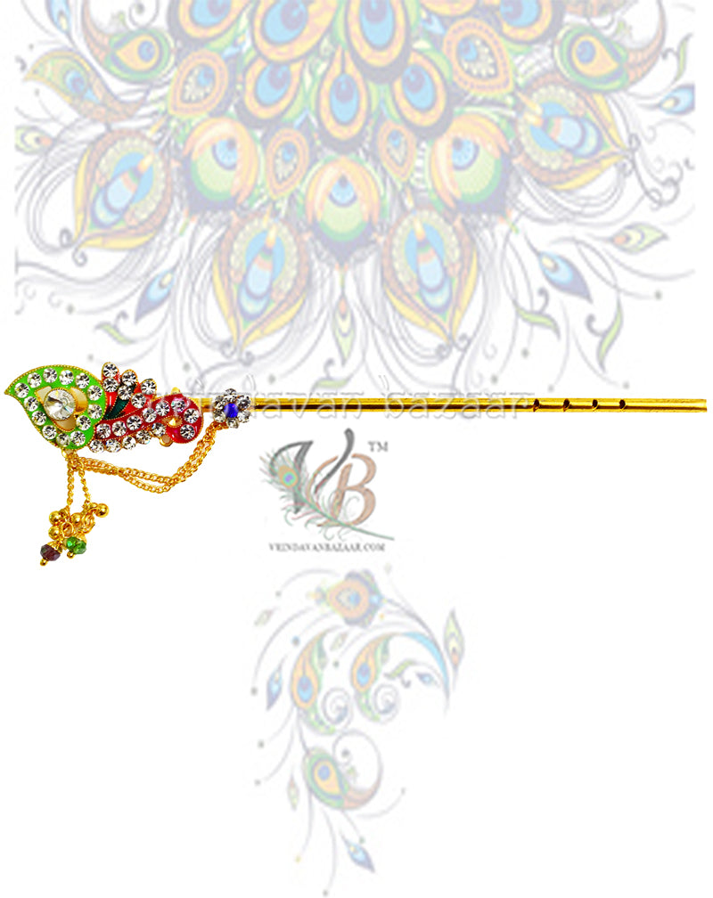 Mango metal with stones flute; Length- 16 cm