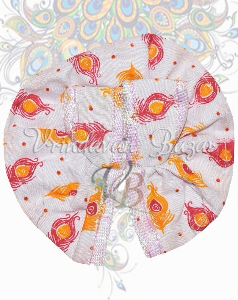 Blue orange peacock feather laddu gopal dress; size 2