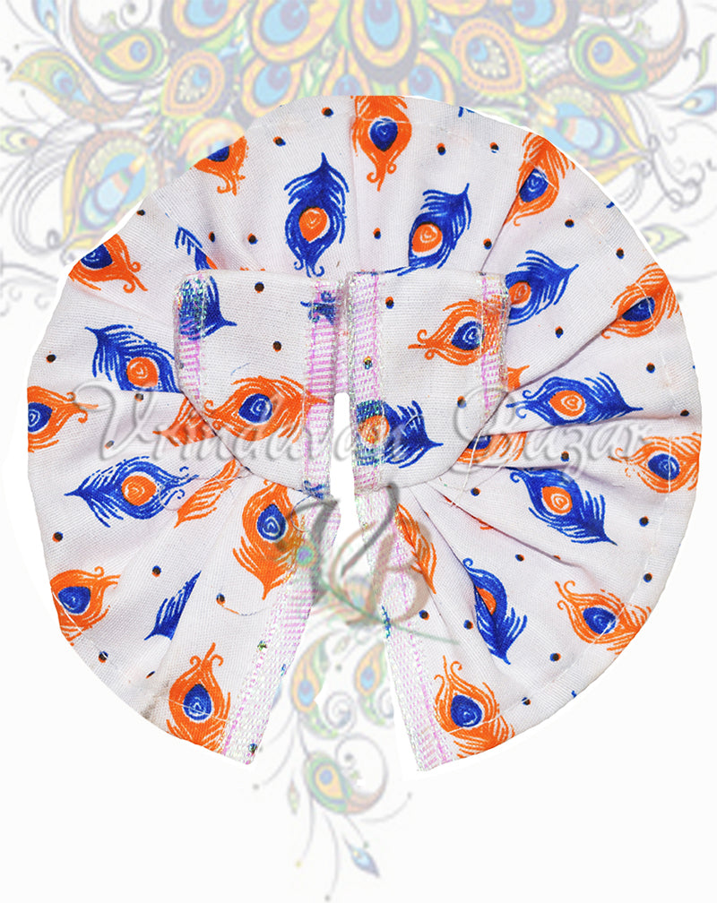 Blue orange peacock feather laddu gopal dress; size 2