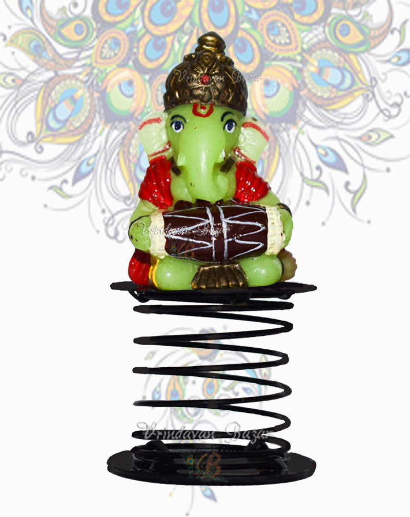 Green Ganpati with dholak (drum) fun spring