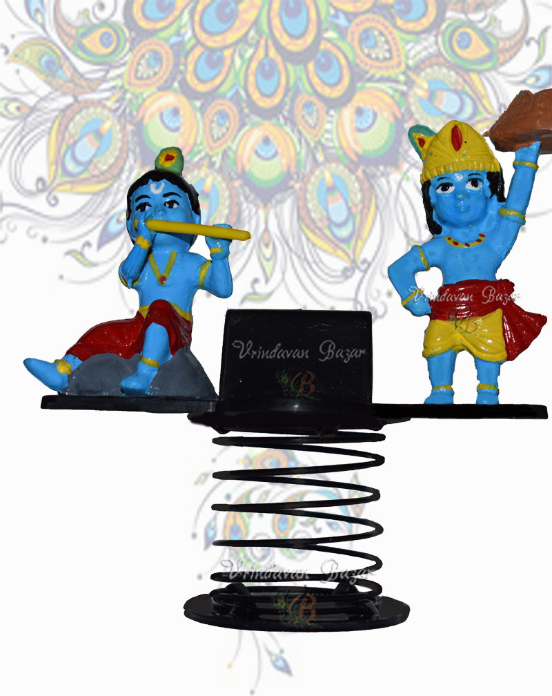 Playing flue Krishna and Krishna with Govardhan fun spring