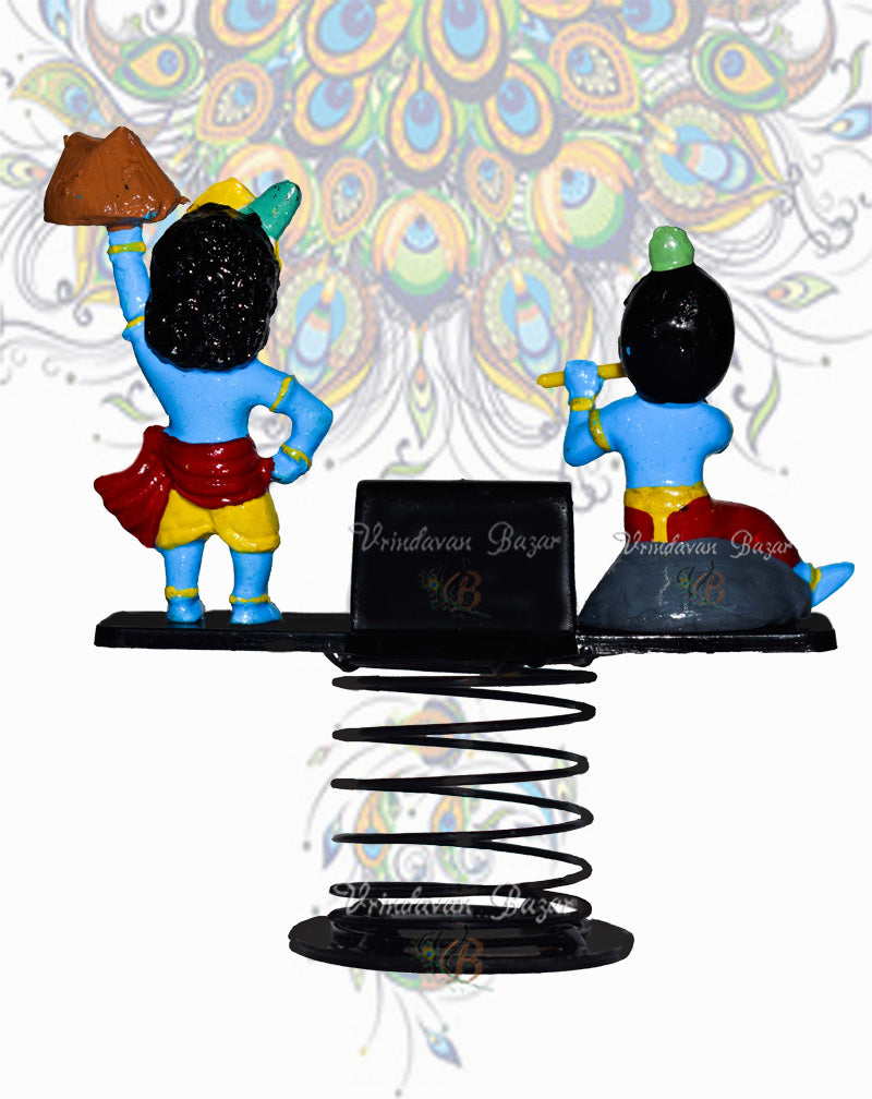 Playing flue Krishna and Krishna with Govardhan fun spring