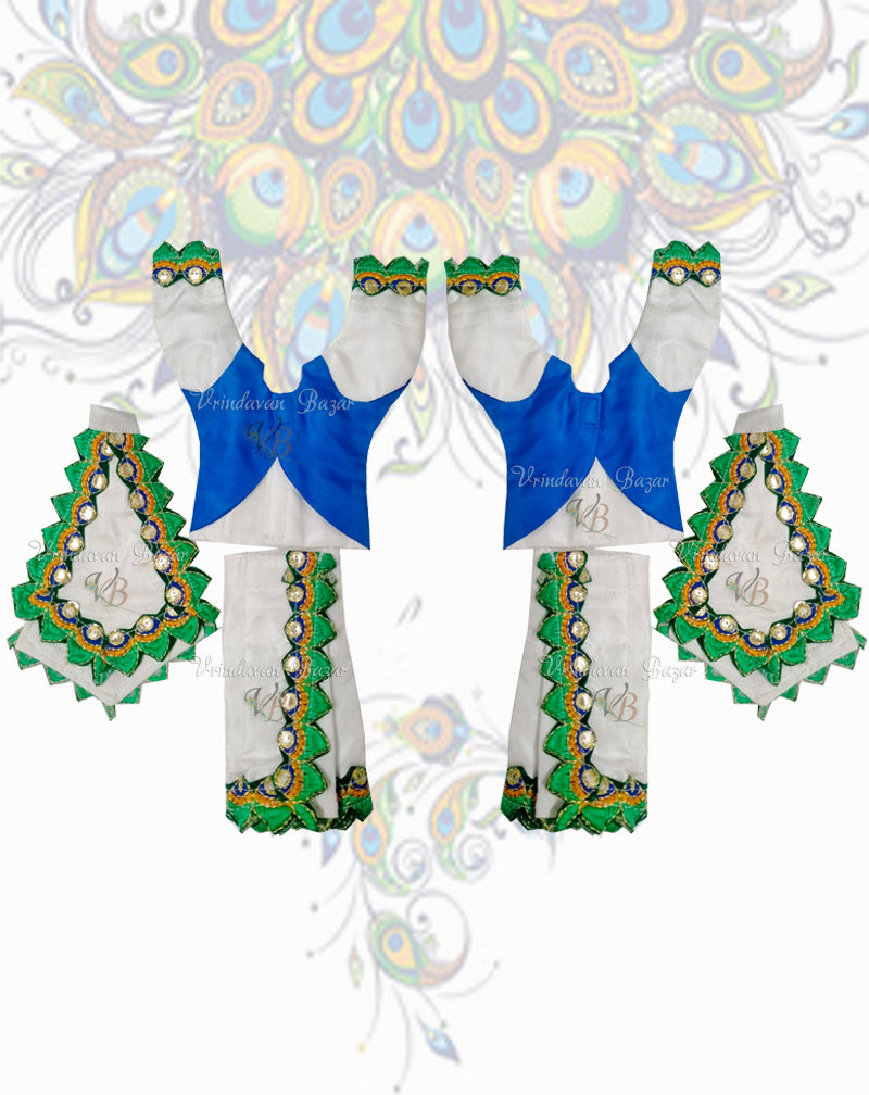 White Gaur Nitai dress with lace border; Size 5 inch