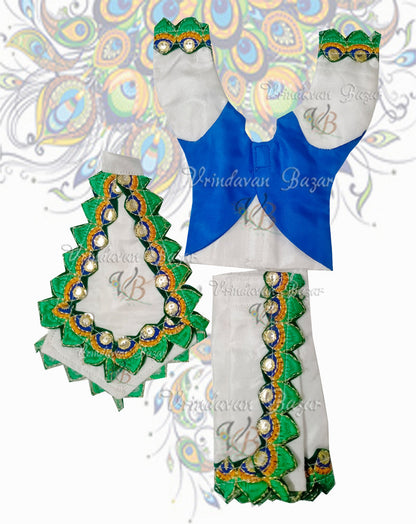 White Gaur Nitai dress with lace border; Size 5 inch