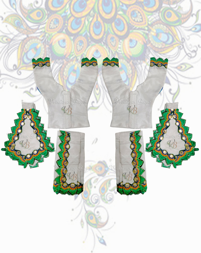 White Gaur Nitai dress with lace border; Size 5 inch