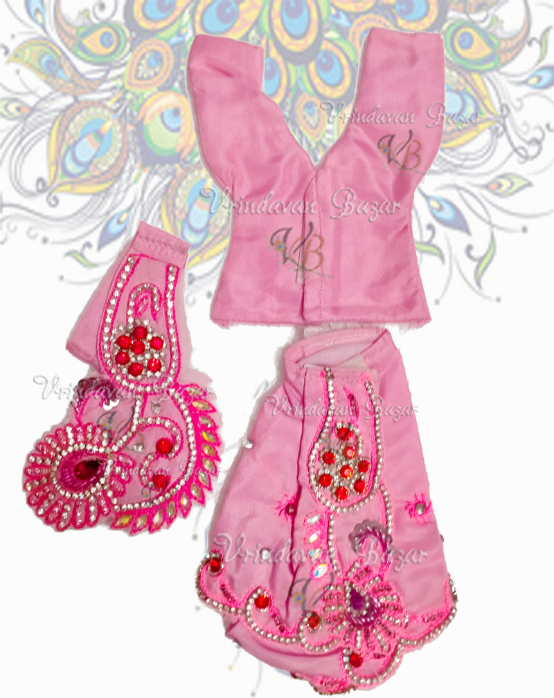 Pink Gaur Nitai dress with floral embroidery; Size 5 inch