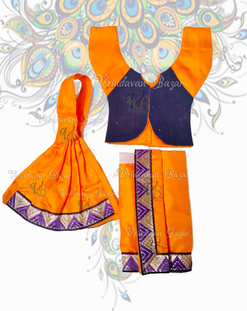 Orange Gaur Nitai dress with lace border; Size 5 inch