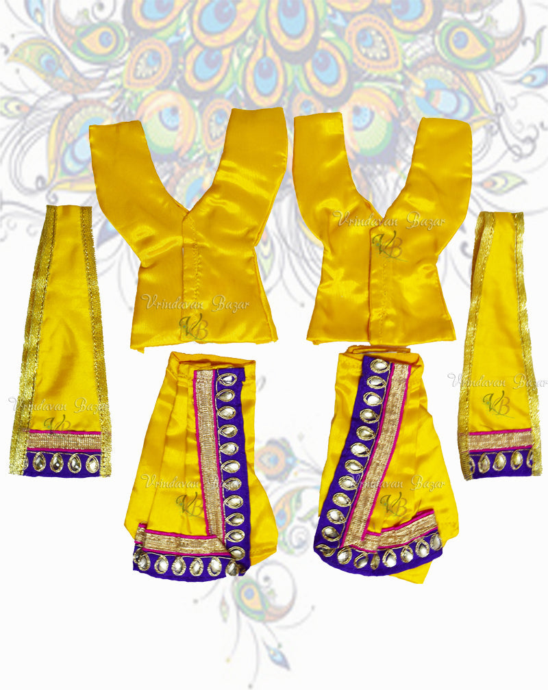 Yellow Gaur Nitai dress with lace border; Size 5 inch