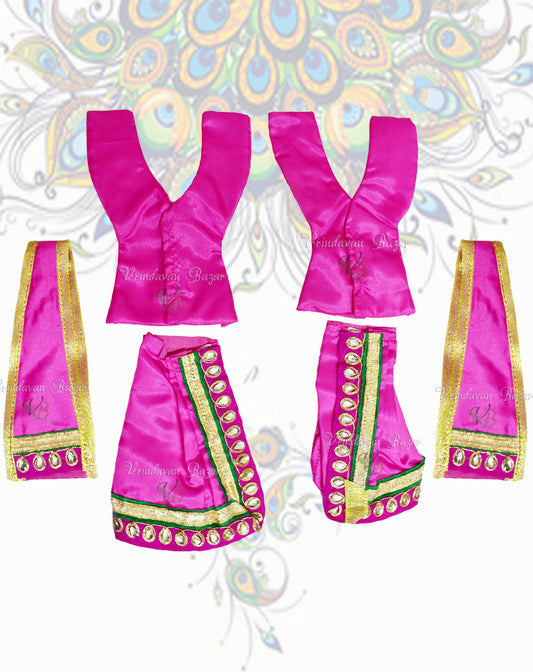 Pink Gaur Nitai dress with lace border; Size 5 inch