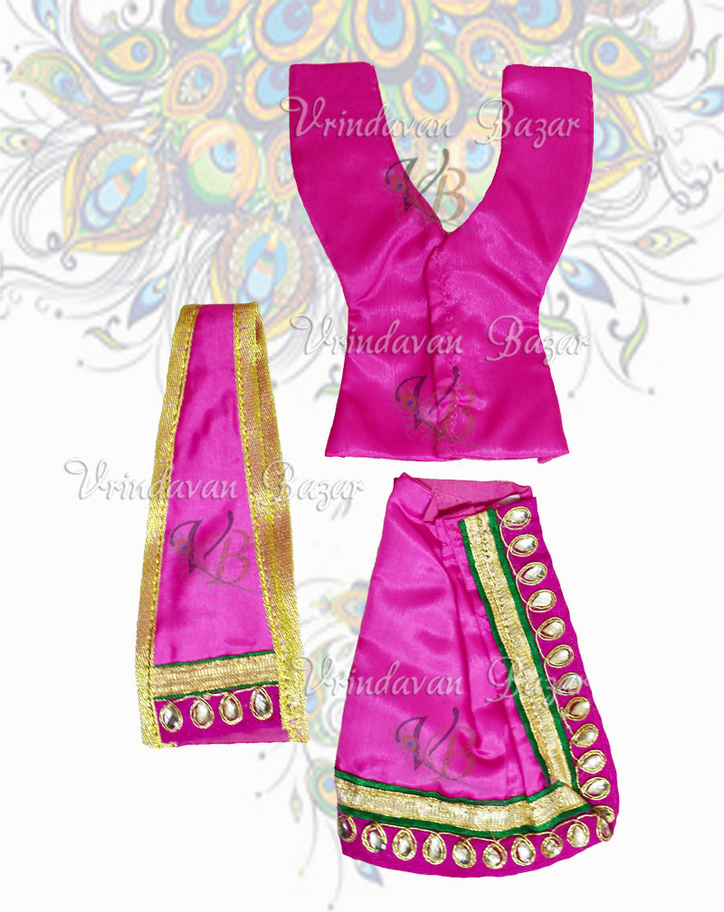 Pink Gaur Nitai dress with lace border; Size 5 inch