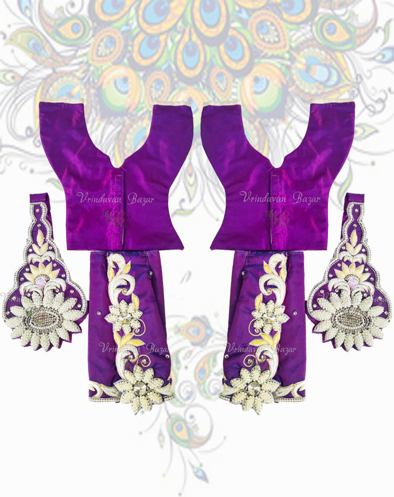Purple Gaur Nitai dress with floral embroidery; Size 6 inch