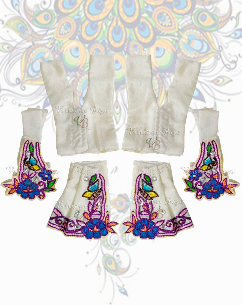 White Gaur Nitai dress with flower embroidery; Size 2 inch