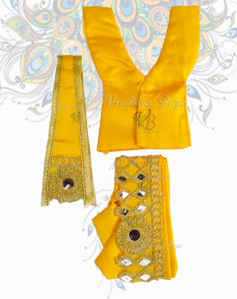 Yellow Gaur Nitai dress with mirror lace