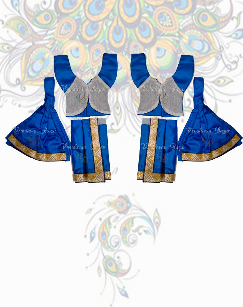 Blue Gaur Nitai dress with lace border; Size 5 inch