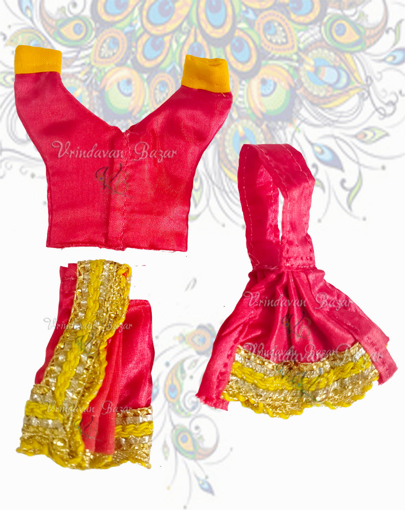 Simple Gaur Nitai dress with golden lace