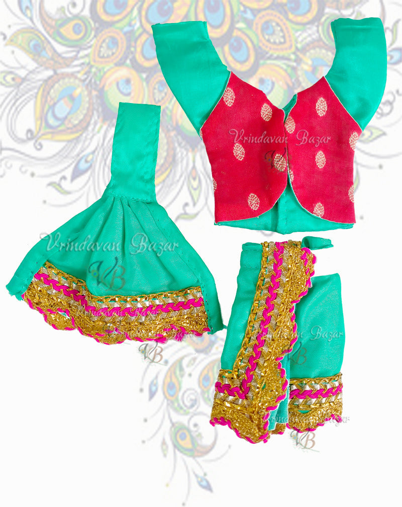 Simple Gaur Nitai dress with golden lace