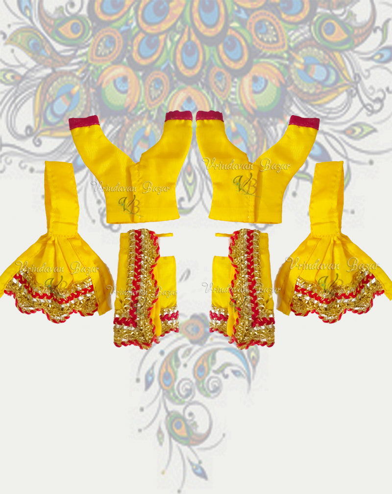 Simple Gaur Nitai dress with golden lace