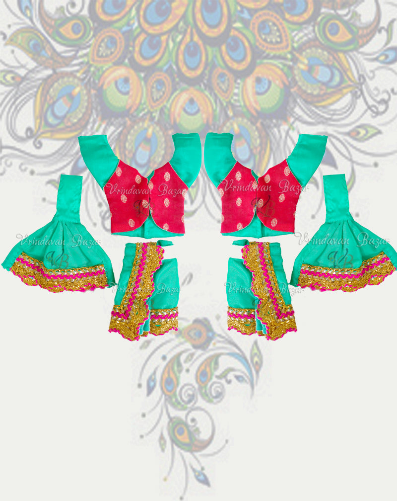 Simple Gaur Nitai dress with golden lace