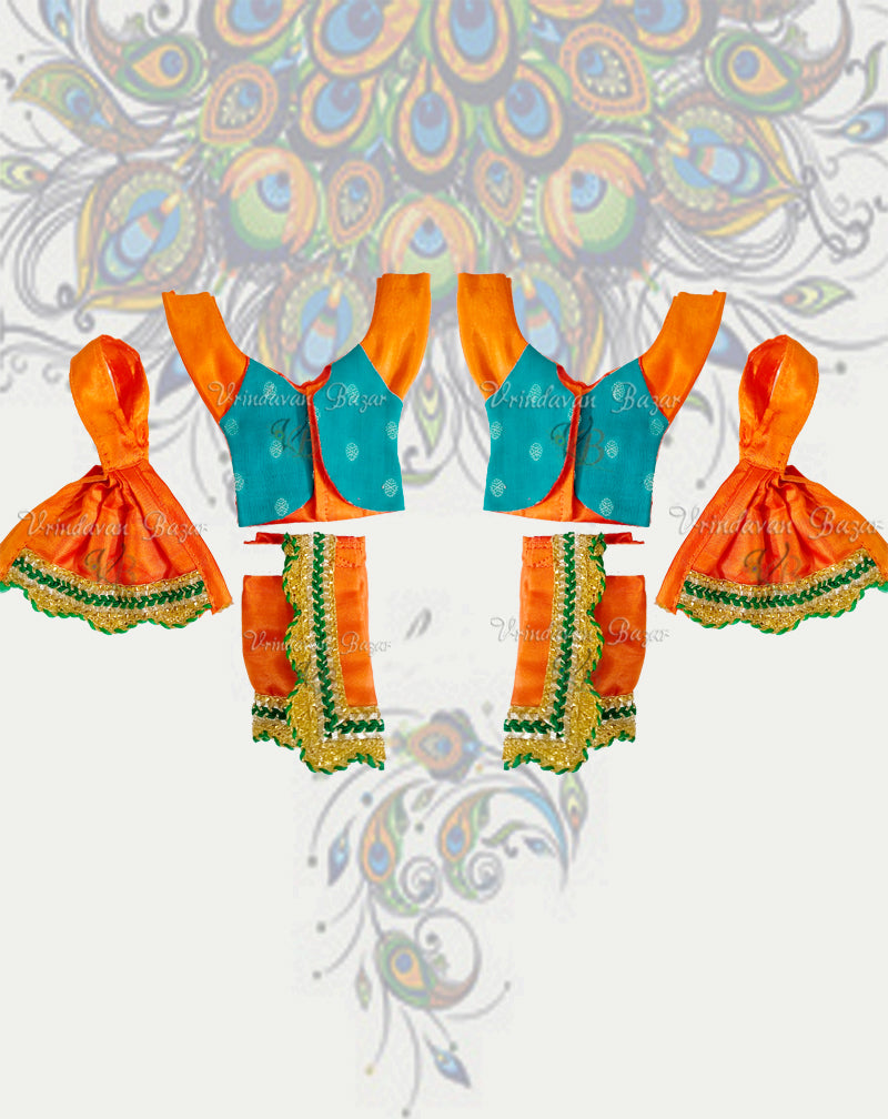 Simple Gaur Nitai dress with golden lace