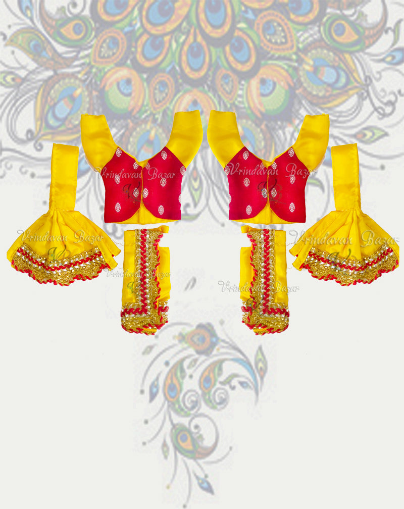 Simple Gaur Nitai dress with golden lace