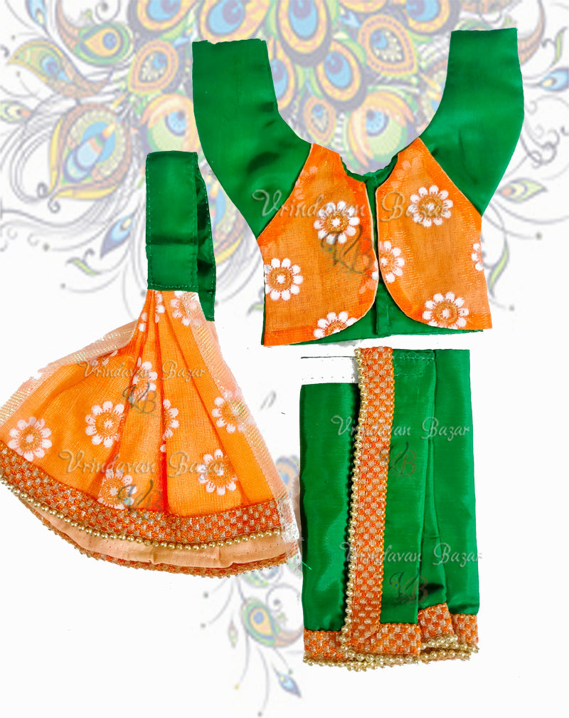 Elegant Gaur Nitai dress with flower print jacket; Size 5 inch