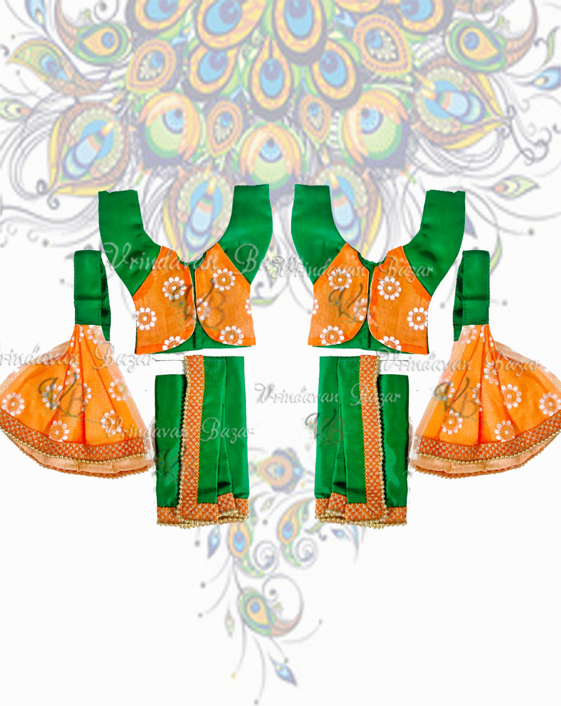Elegant Gaur Nitai dress with flower print jacket; Size 5 inch