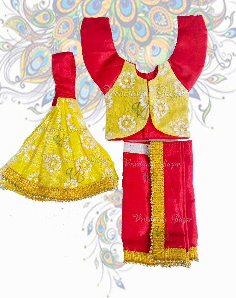 Elegant Gaur Nitai dress with flower print jacket; Size 5 inch