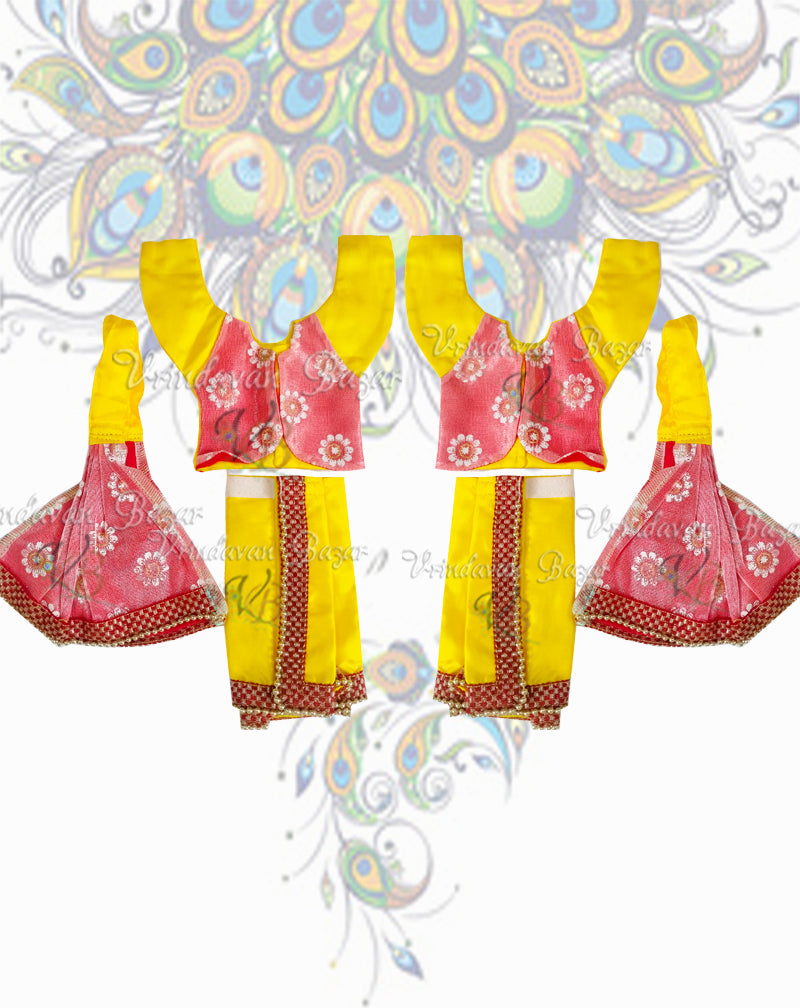 Elegant Gaur Nitai dress with flower print jacket; Size 5 inch