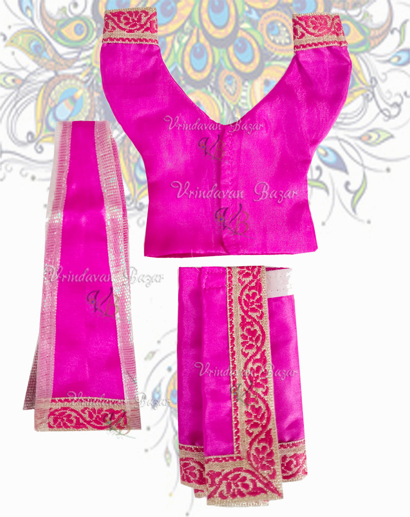 Simple Gaur Nitai dress with lace; Size 4 inch
