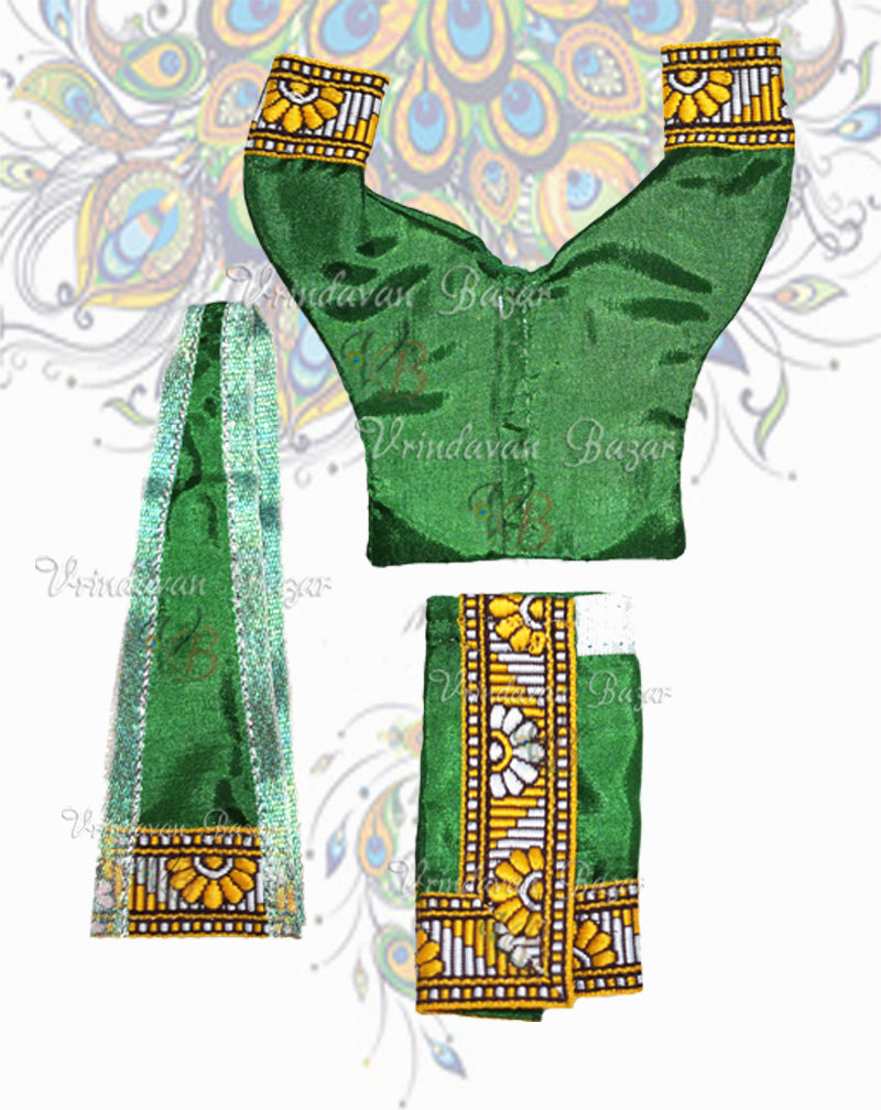 Dark green Gaur Nitai dress with lace; Size 6 inch