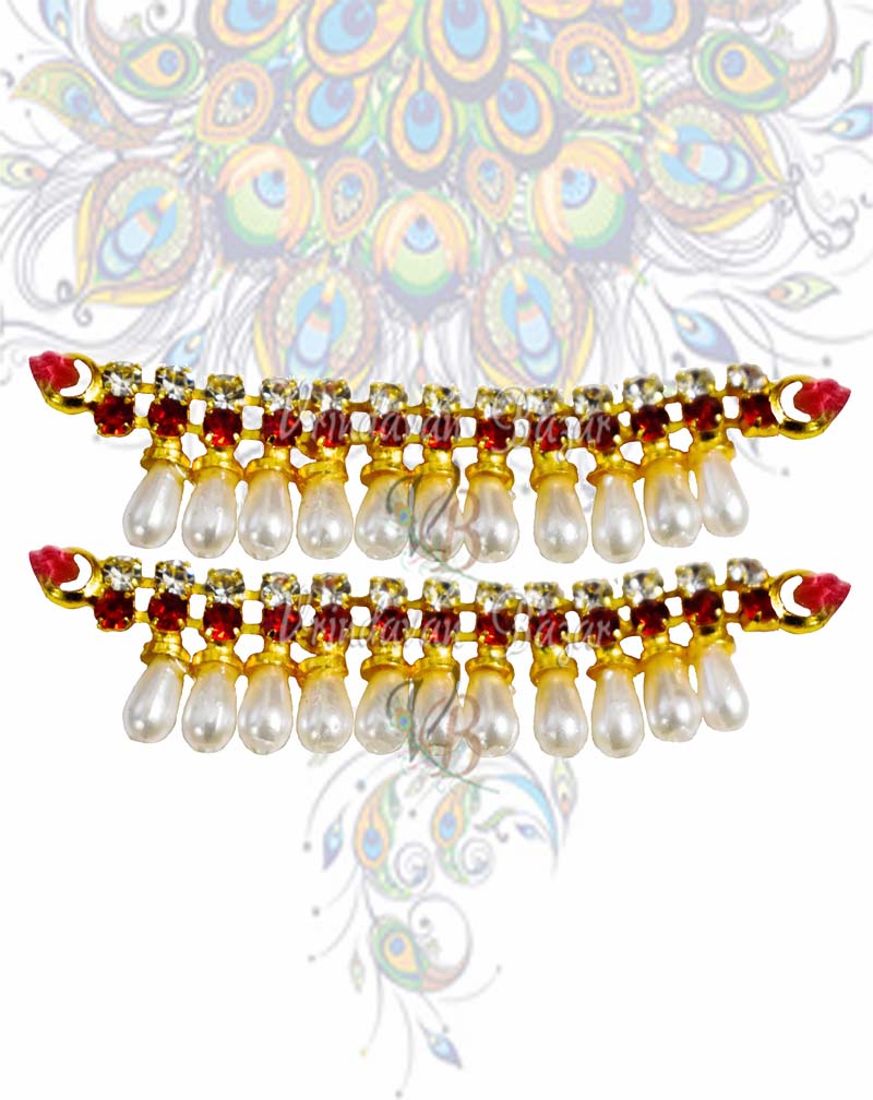 Red stone kangan with drop pearl tickers