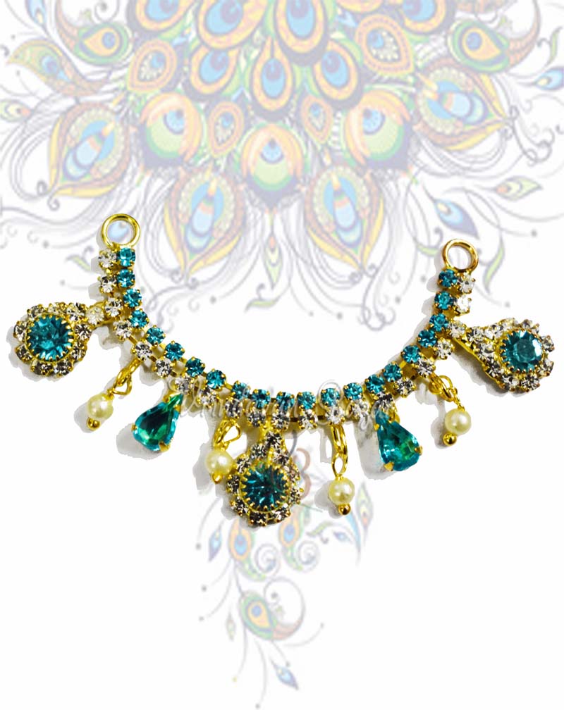 Coloured rhinestone drop & pearl tangles kangan