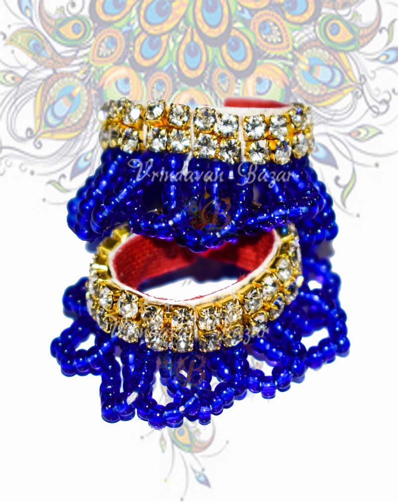 White stone payal with hanging bead strings