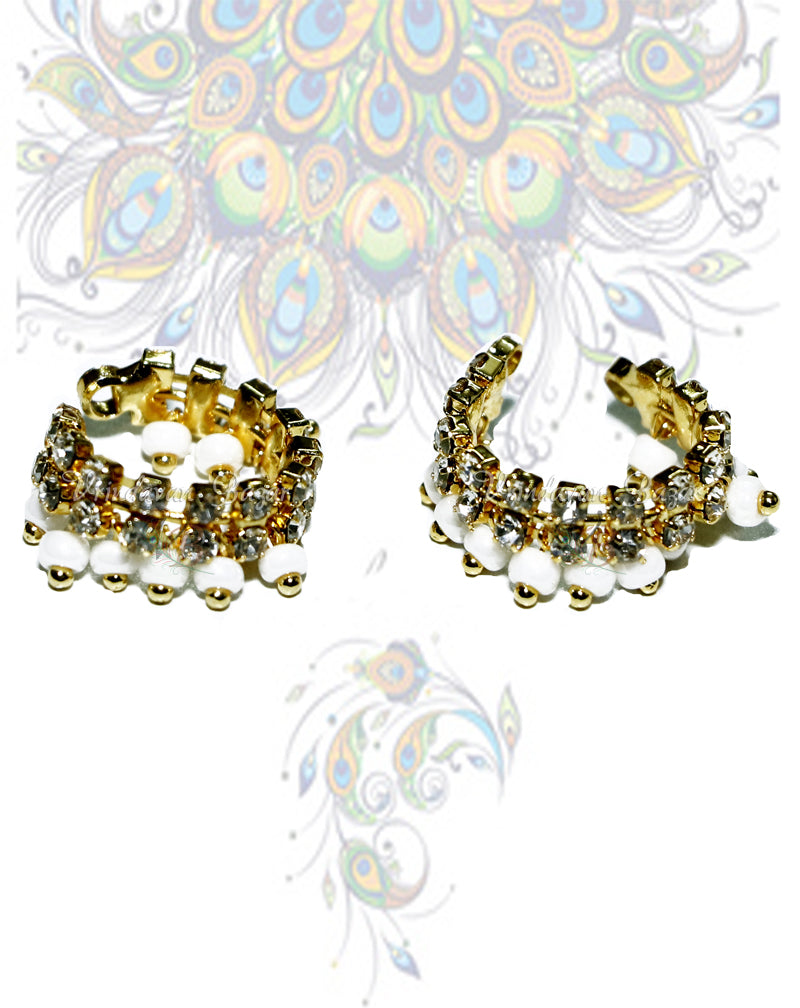 White stone kangan/ payal with white beads tickers