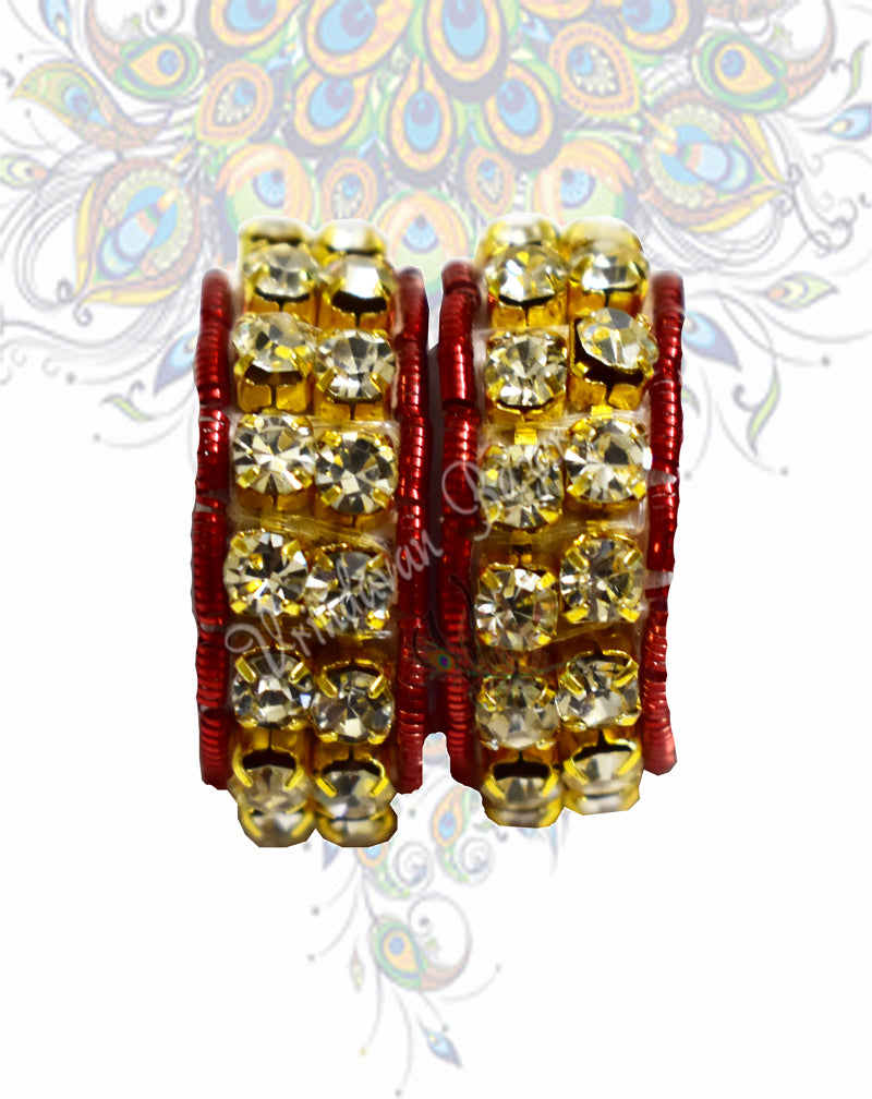 Red with golden base rhinestone kangan