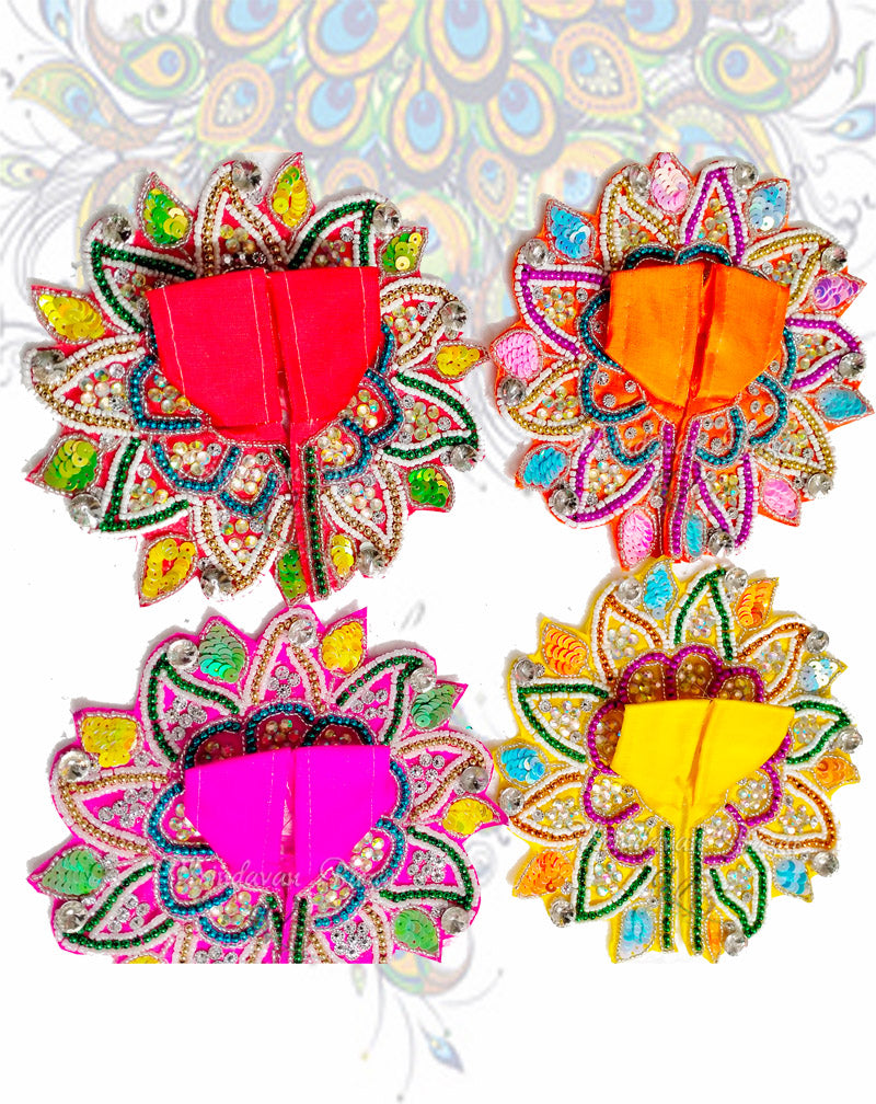 Blooming flower with delicate beadwork zari laddu gopal dress