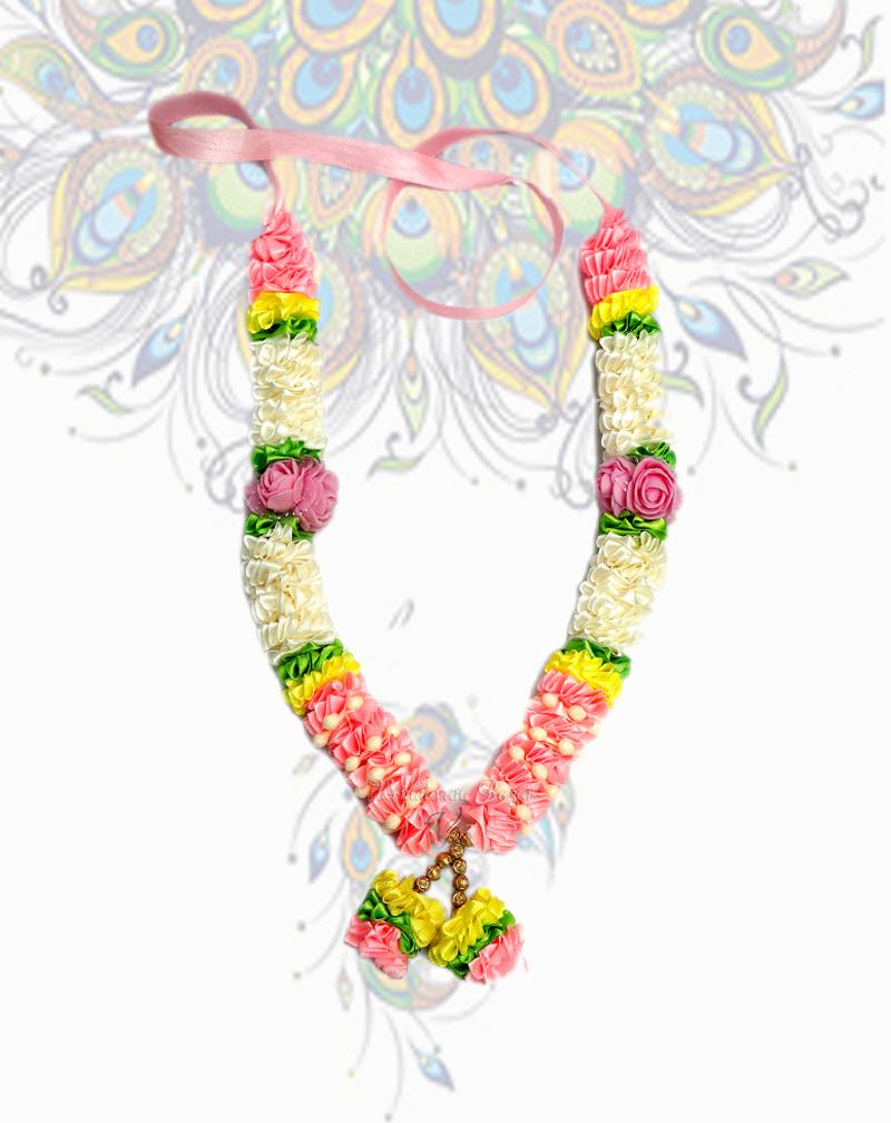 Handmade artificial flower garland/mala for puja, decoration & photo frame 8 inch