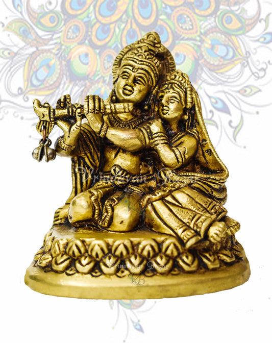 Brass Radha Krishna sitting