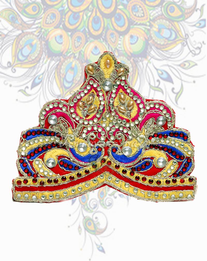 Pink sequins and thread work mukut; Size 5 inch