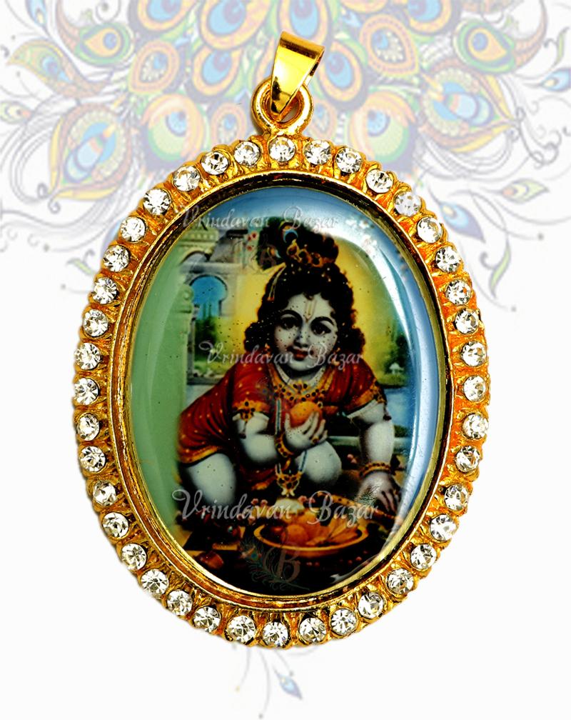 Laddu Gopal pendent with stone decoration